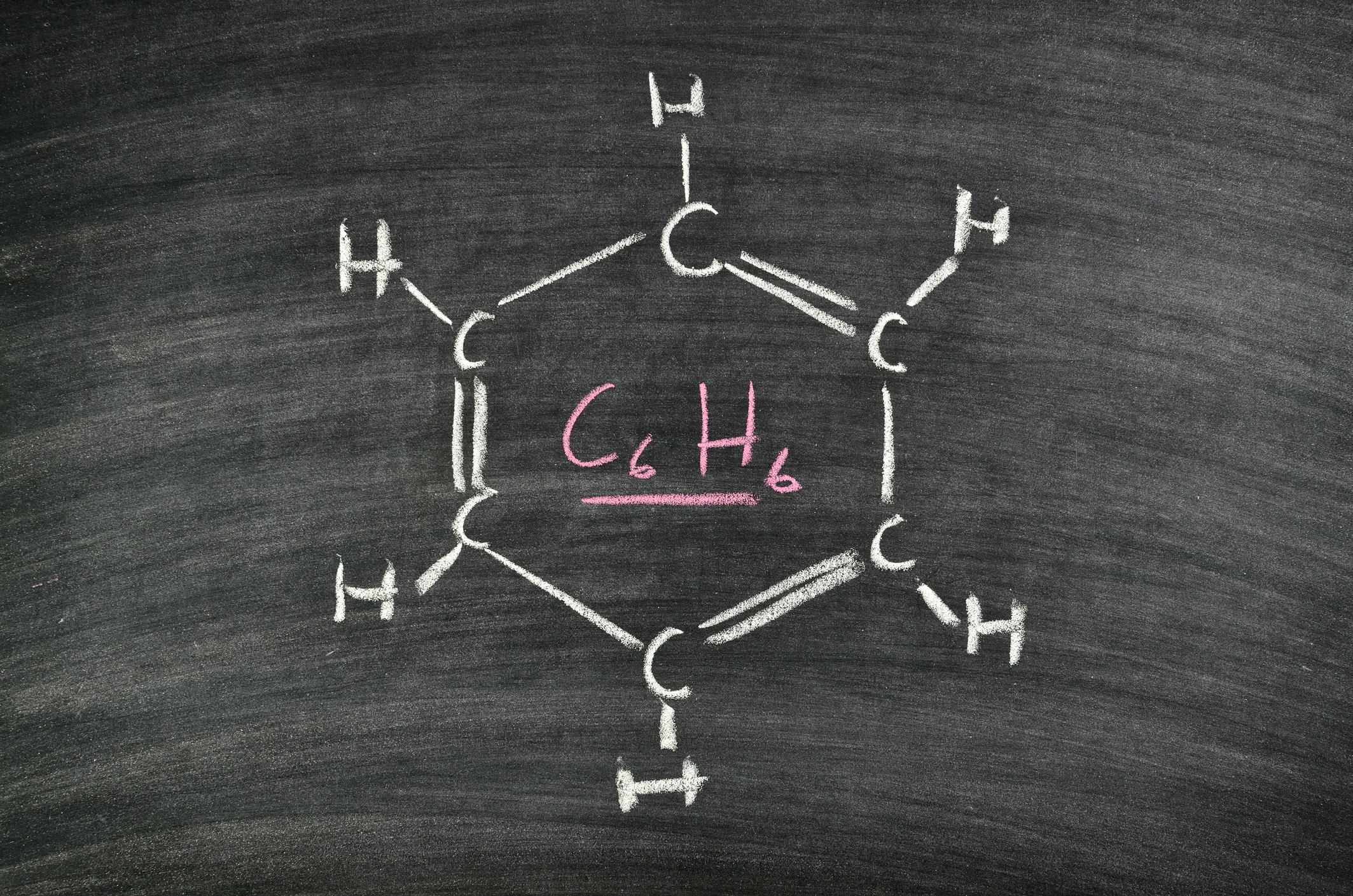 Benzene ring on a blackboard - dreamstime_m_29402095